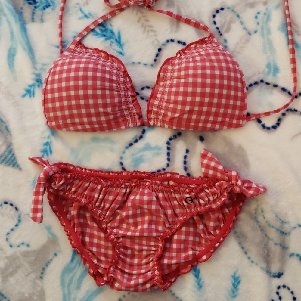 Abercrombie Gilly Hicks red gingham bikini sz XS